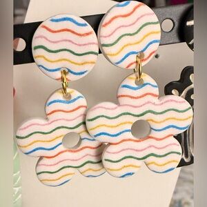 Colorful Wavy Pattern Earrings Polymer Clay Handmade